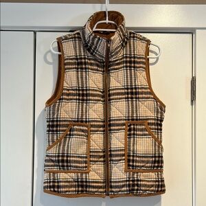 Plaid Quilted Vest with Pockets